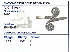 1920s Diamond Ring Grading Card