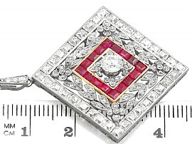 Antique Ruby and Diamond Pendant Size
