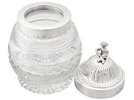 Sterling Silver and Cut Glass Tea Caddy Open
