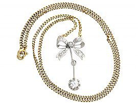 Antique Diamond Bow Necklace Close Up