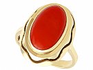 Coral and 14 ct Yellow Gold Cocktail Ring - Vintage Circa 1940