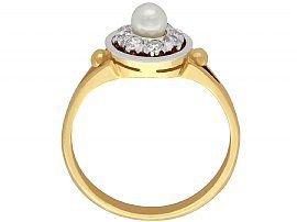 14k Yellow Gold Pearl and Diamond Ring