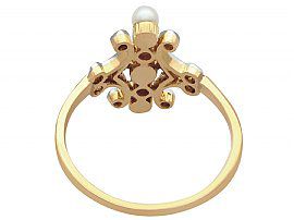 Antique Gold Seed Pearl Ring in 18k Gold