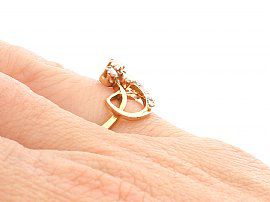 Small Antique Diamond Ring in Gold Wearing Hand 