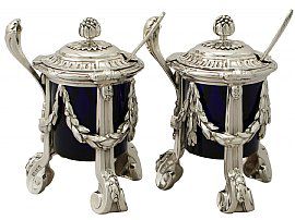 Pair of Sterling Silver Mustard Pots - Regency Style - Antique George V