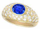 1.60 ct Sapphire and 1.20 ct Diamond, 18 ct Yellow Gold Dress Ring - Vintage Circa 1990