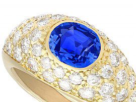 Oval Cut Sapphire and Diamond Ring in Gold