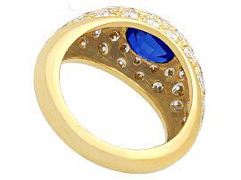Oval Cut Blue Sapphire and Diamond Ring Reverse