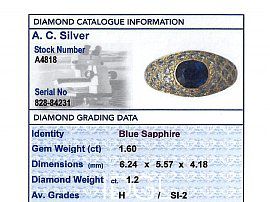 Oval Cut Sapphire and Diamond Ring Card