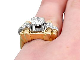 French Diamond Ring on Finger