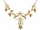 Pearl and 14 ct Yellow Gold Necklace - Art Nouveau - Antique Circa 1900