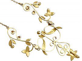 Art Nouveau Seed Pearl Yellow Gold Necklace