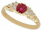 0.52 ct Ruby and 0.22 ct Diamond, 18 ct Yellow Gold Dress Ring - Antique Circa 1910