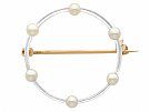 Pearl and 9 ct Yellow Gold, Platinum Set Brooch - Antique Circa 1920