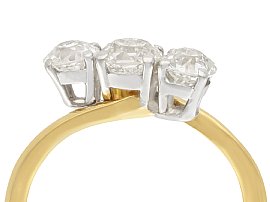 yellow gold diamond three stone ring