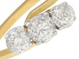 yellow gold diamond three stone ring