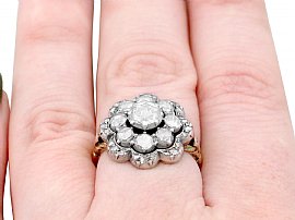 Diamond Cluster Ring Antique Wearing Finger