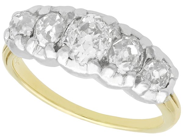 five stone diamond ring in yellow gold