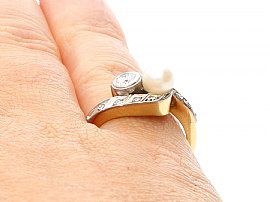 Antique Pearl and Diamond Twist Ring