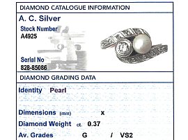 Antique Pearl and Diamond Twist Ring Grading Card