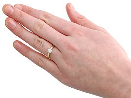 Yellow Gold Vintage Engagement Ring Wearing 