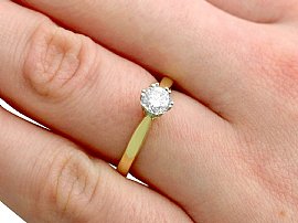 Yellow Gold Vintage Engagement Ring Wearing 