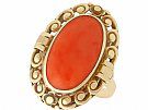 Coral and 14 ct Yellow Gold Dress Ring - Antique German Circa 1930