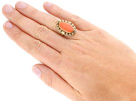 1930s Antique Coral Ring Wearing