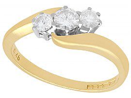 0.46 ct Diamond and 18 ct Yellow Gold Trilogy Twist Ring - Contemporary 2001