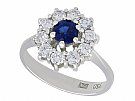 0.46 ct Sapphire and 0.45 ct Diamond, 18 ct White Gold Cluster Ring - Vintage Circa 1970