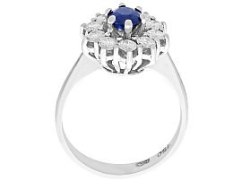 vintage sapphire and diamond ring in white gold