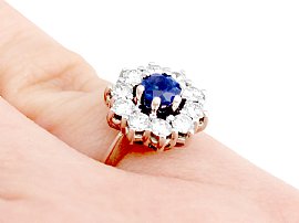 vintage sapphire ring with diamonds wearing