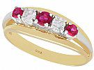 0.65 ct Ruby and 0.28 ct Diamond, 14 ct Yellow Gold Dress Ring - Vintage Circa 1960