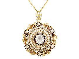 2.95 ct Diamond and 14 ct Yellow Gold Pendant - Antique Victorian