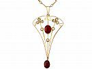 1.02 ct Garnet and Seed Pearl, 9 ct Yellow Gold Pendant - Antique Circa 1920