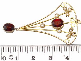 Garnet and Pearl Pendant Size