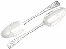 Newcastle Sterling Silver Old English Feather Edge Pattern Table Spoons - Antique George III