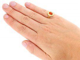 Vintage Coral Ring in Gold Wearing