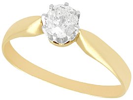 0.45ct Diamond and 14ct Yellow Gold Solitaire Ring - Antique Circa 1910