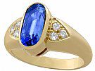 3.39ct Sapphire & 0.18ct Diamond, 18ct Yellow Gold Dress Ring - Vintage French Circa 1990