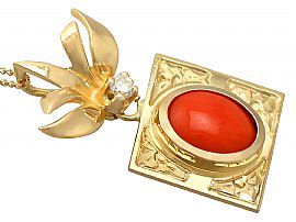 Red Coral & Gold Pendant