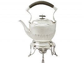 Sterling Silver Spirit Tea Kettle - Queen Anne Style - Antique Edwardian
