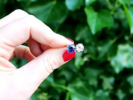 Blue Sapphire and Diamond Cocktail Ring Outside