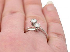 Diamond Twist Ring White Gold Finger Wearing