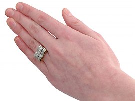 1940s Art Deco diamond ring on hand