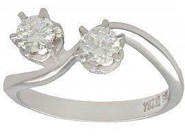 0.86 ct Diamond and 14 ct White Gold Dress Ring - Vintage German Circa 1970