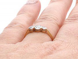 Diamond Trilogy Ring Antique Wearing Finger