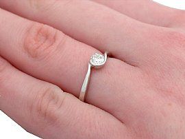 Diamond Solitaire Twist Ring on Hand