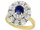 1.02 ct Sapphire and 1.83 ct Diamond, 18 ct Yellow Gold Cluster Ring - Antique Circa 1900