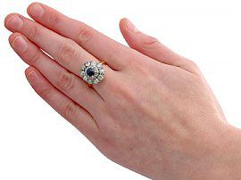 Sapphire & Diamond Cocktail Ring Wearing 
